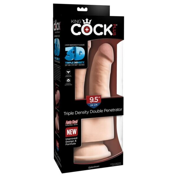 3D Dildo Doble Penetración Triple Densidad Plus 9.5 Natural - Imagen 2