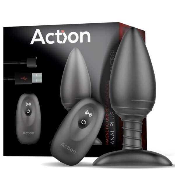 Asher Plug Anal con Control Remoto USB Magnético Negro