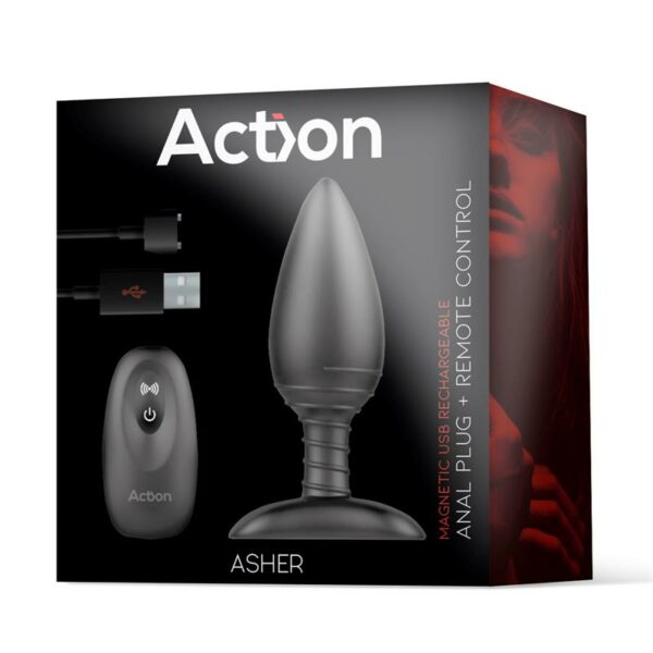 Asher Plug Anal con Control Remoto USB Magnético Negro - Imagen 7