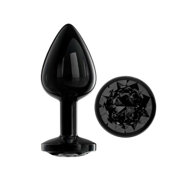 Blackgem Plug Anal Metálico con Joya Color Negro Talla M