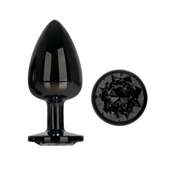 Blackgem Plug Anal Metálico con Joya Negro Talla L