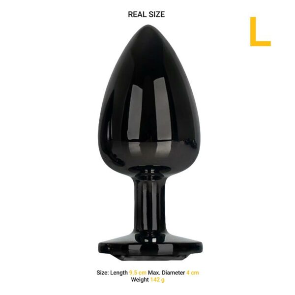 Blackgem Plug Anal Metálico con Joya Negro Talla L - Imagen 5