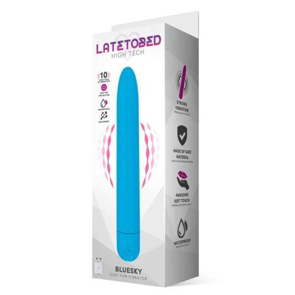 Bluesky Vibrador 10 Funciones 18,5 cm USB Azul Mate