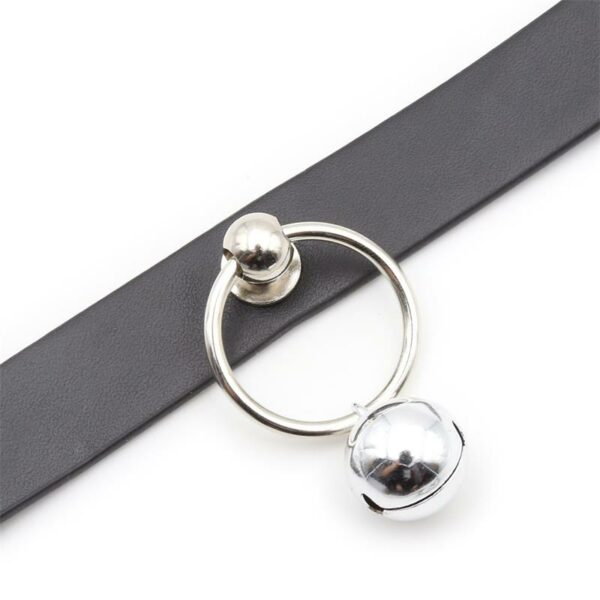 Collar con Aro y Cascabel Negro - Imagen 2