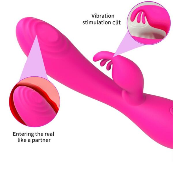 Conejito Vibrador Magic Stick con Pulsación Fucsia