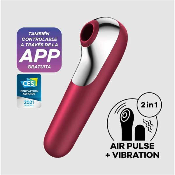 Dual Love Vibrador y Succionador de Aire Pulsado Rojo