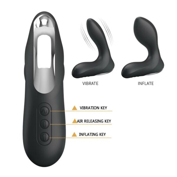 Estimlador Anal Inflable Leonard Silicona USB Negro - Imagen 5