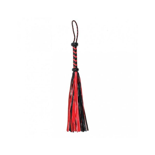 Flogger Trenzado Cuero Negro Rojo