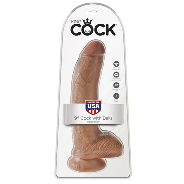 King Cock Pene con Testículos de 9 - Bronceado - Imagen 4