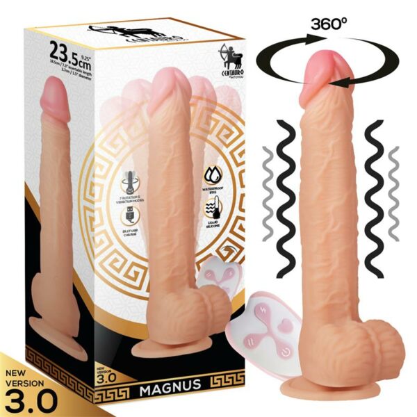 Magnus 3.0 Dildo Realista Vibrador y Rotador Control Remoto Silicona Líquida