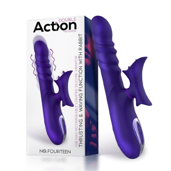 No. Fourteen Vibrador Función Telescópica Ondulante y Lengua Alta Frecuencia Silicona Líquida USB