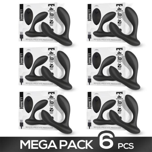 Pack 5+1 Brett Masajeador Prostático Control Remoto USB Silicona