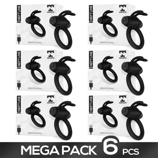 Pack 5 +1 Nepture Anillo Vibrador Silicona Recargable USB