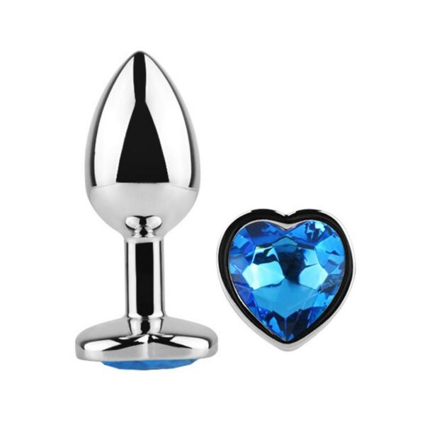 Plug Anal con Joya de Corazón Blue Sapphire Talla L - Imagen 2