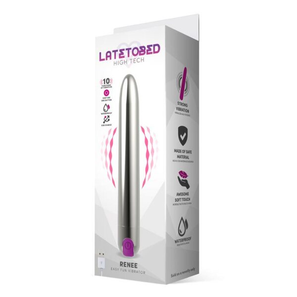 Renee Vibrador 10 Funciones 18,5 cm USB Plata - Imagen 2