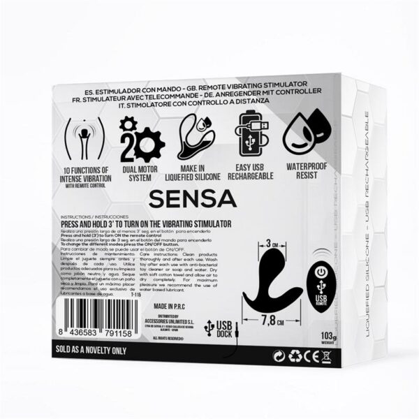 Sensa Estimulador Control Remoto USB SIlicona Líquida Negro - Imagen 5