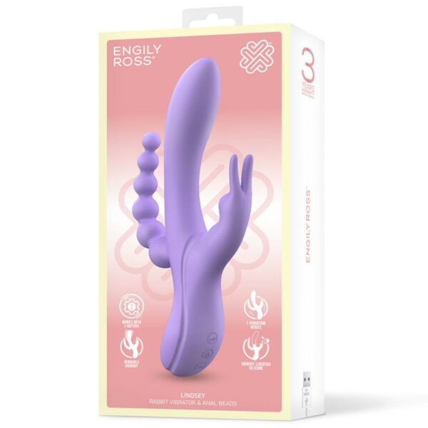 Lindsay Vibrador con Cadena Anal Silicona Líquida Unibody Flexible 2 Motores