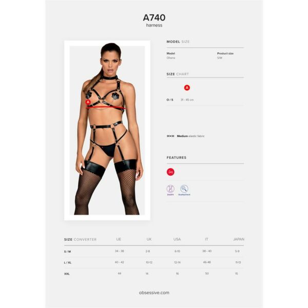 A740 Arnés de Pecho para Bondage Talla Única Ajustable - Imagen 4