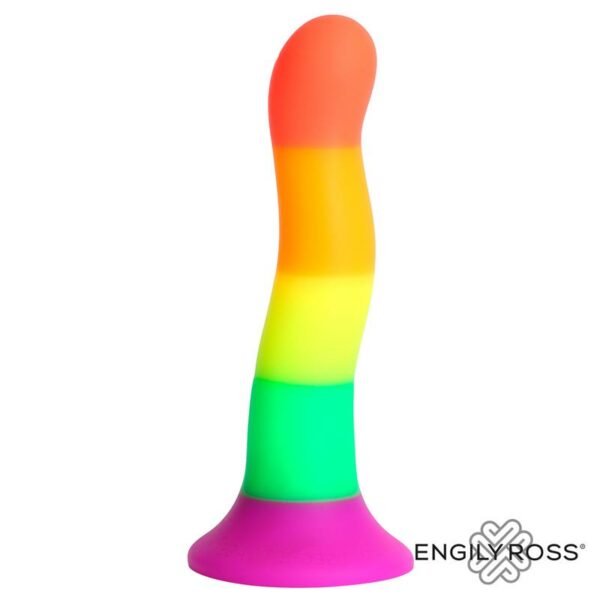 Dildo Silicona Líquida Color Arcoiris 18 cm