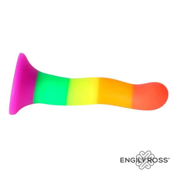 Dildo Silicona Líquida Color Arcoiris 18 cm