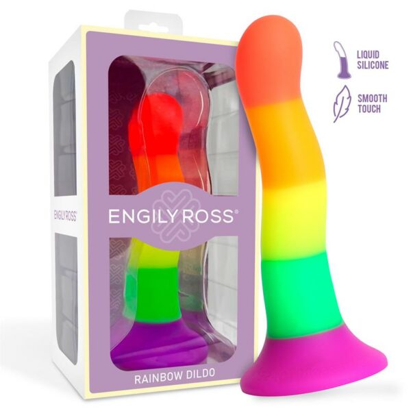 Dildo Silicona Líquida Color Arcoiris 18 cm