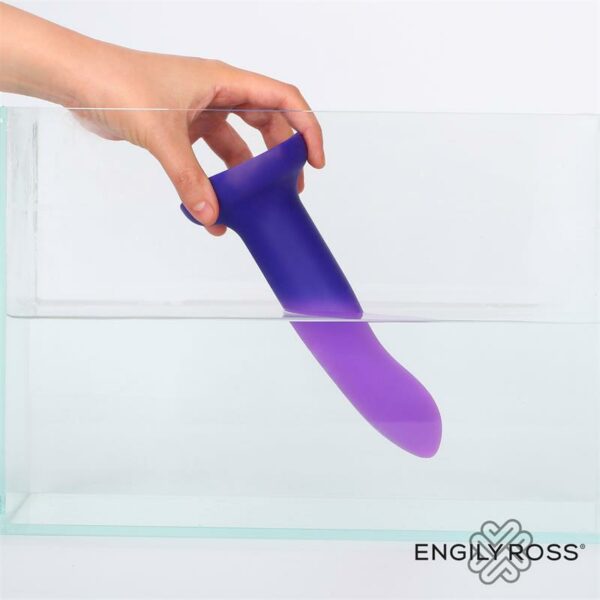 Dildo que Cambia de Color Azul a Púrpura con Vibración Talla M Silicona Líquida 17 cm