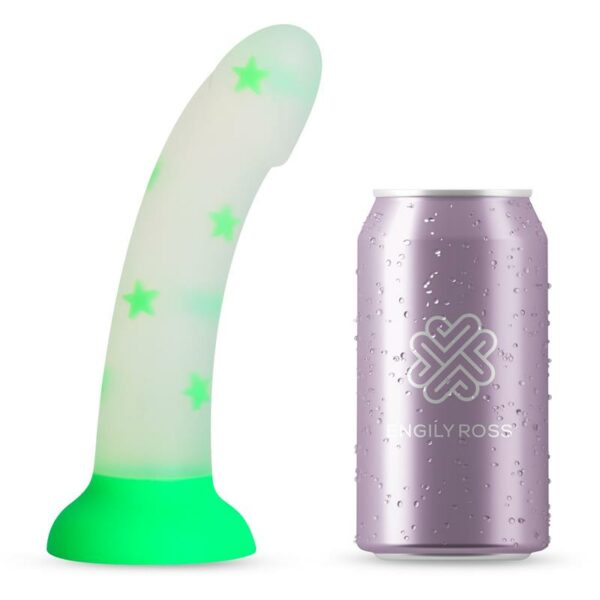 Dildo que Brilla en la Oscuridad Confetti Star Silicona Líquida 17 cm