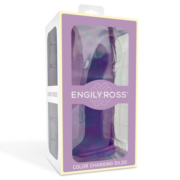 Dildo que Cambia de Color Azul a Rosa Talla M Silicona Líquida 17 cm