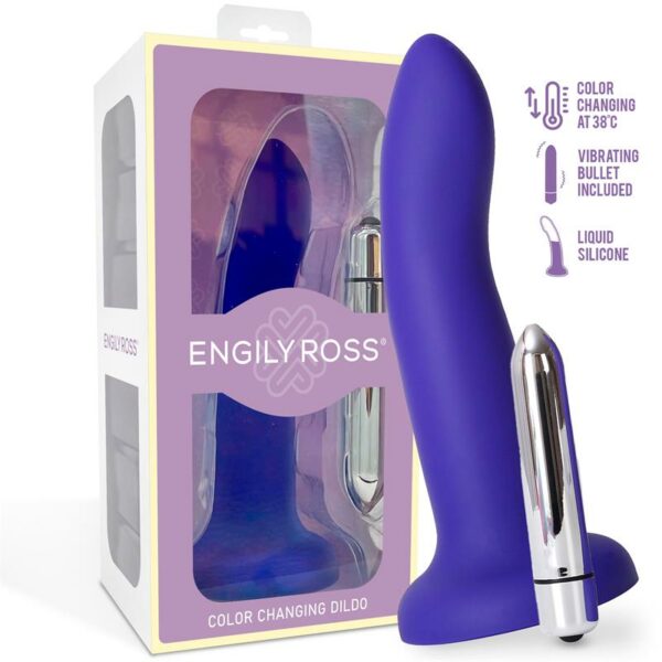 Dildo que Cambia de Color Púrpura a Rosa Talla S Silicona Líquida 14 cm