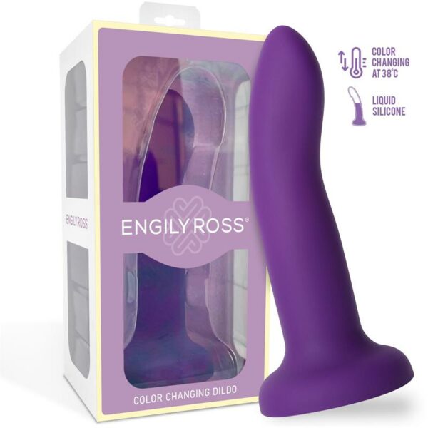 Dildo que Cambia de Color Púrpura a Rosa Talla S Silicona Líquida 14 cm