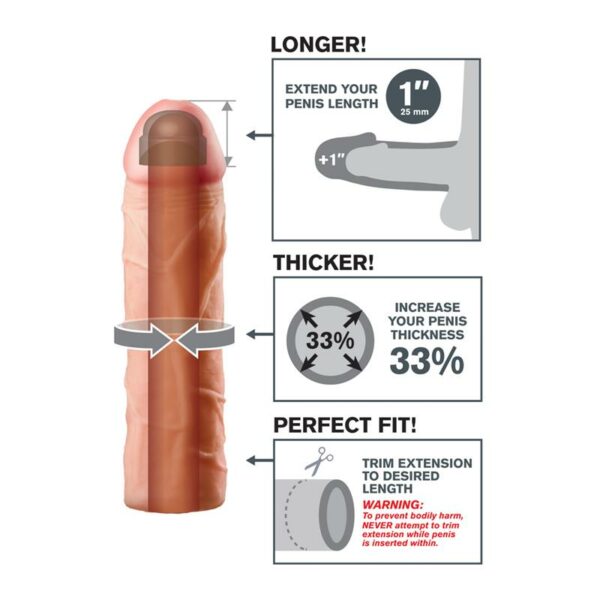 Fantasy X-tensions Perfect 2,54 cm Extensión de Pene - Color Natural - Imagen 4