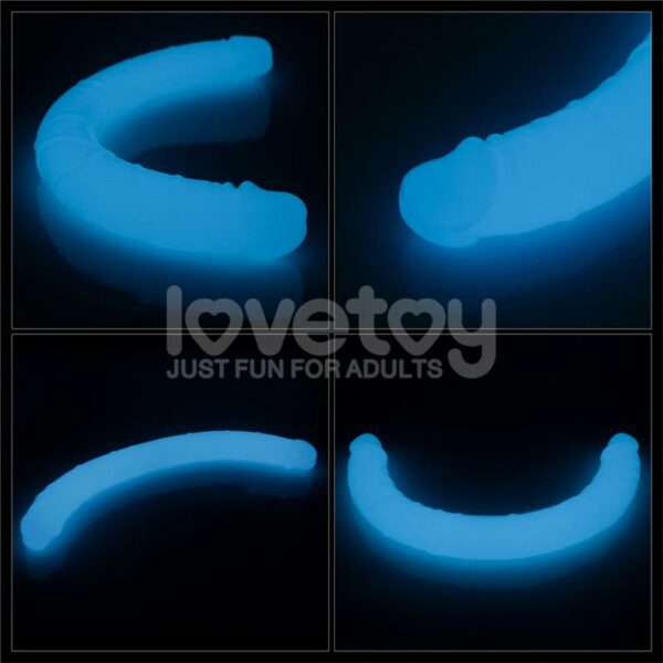 Dildo Doble Lumino Luz Azul 18.5