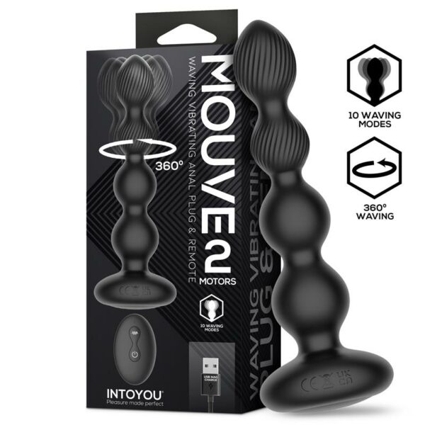 Mouve Plug Anal con Waving y Vibración con Control Remoto 2 Motores