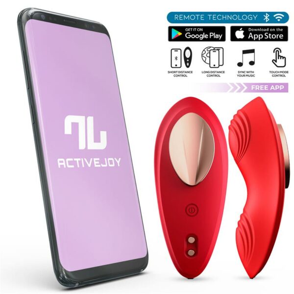 Silicone Vibrador de Braguita con APP Silicona Doble Capa Rojo