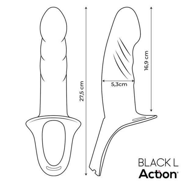 Arnés Strap-on con Dildo Hueco Silicona Premium Talla L Negro