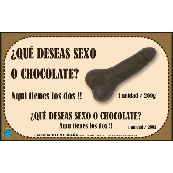 Chocolatina Chocolate Puro Forma de Pene 200 gr