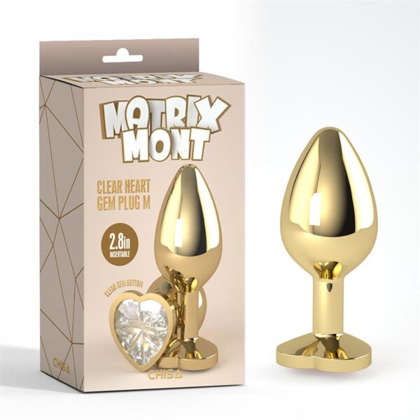 Clear Heart Plug Anal Dorado con Joya Talla M - Imagen 4