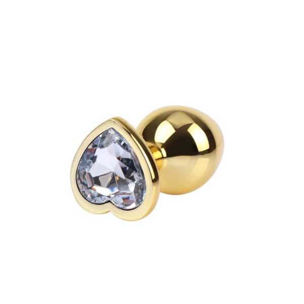 Clear Heart Plug Anal Dorado con Joya Talla M - Imagen 6