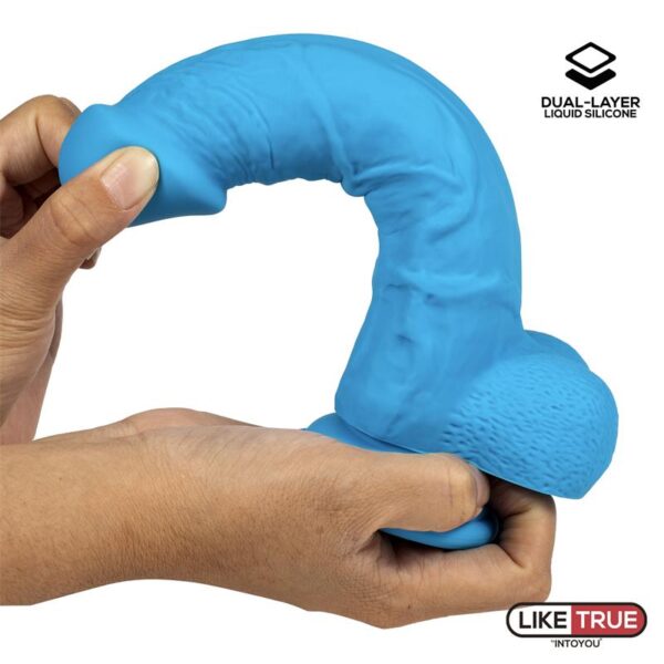 Dildo Realista Silicona Líquida Dual Layer 8 Azul