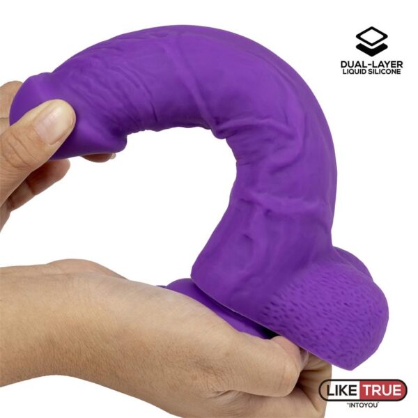 Dildo Realista Silicona Líquida Dual Layer 8 Púrpura