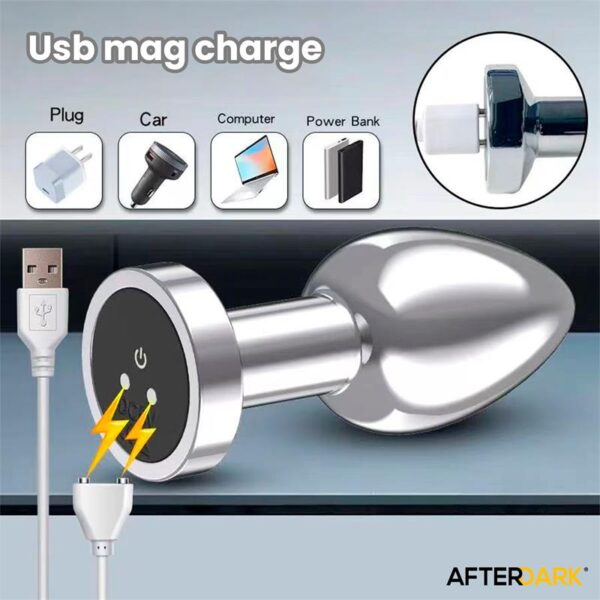 Dimpor Plug Anal Cromado con Vibración USB Magnético Talla L - Imagen 2