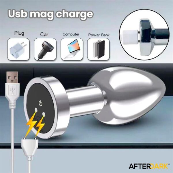 Dimpor Plug Anal Cromado con Vibración USB Magnético Talla M