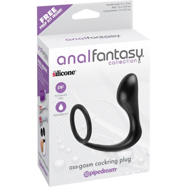 Estimulador Anal Ass-Gasm Cockring Plug  - Color Negro - Imagen 3