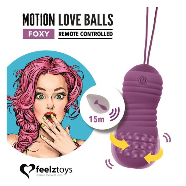 Huevo Vibrador Motion Love Balls con Control Remoto Foxy Púrpura