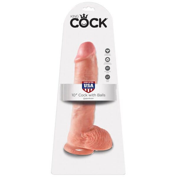 King Cock Pene con Testículos de 10 - Color Natural