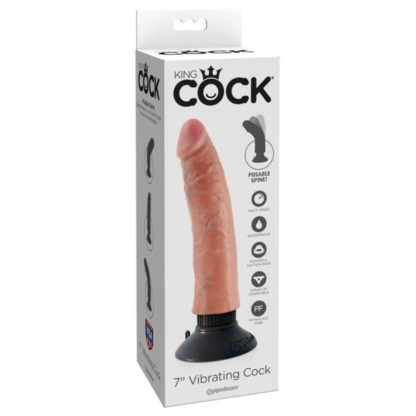 King Cock  Vibrador Realístico 7 - Color Natural - Imagen 4