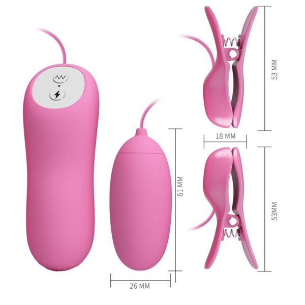 Pinzas para Pezones y Huevo Vibrador con Electro shock