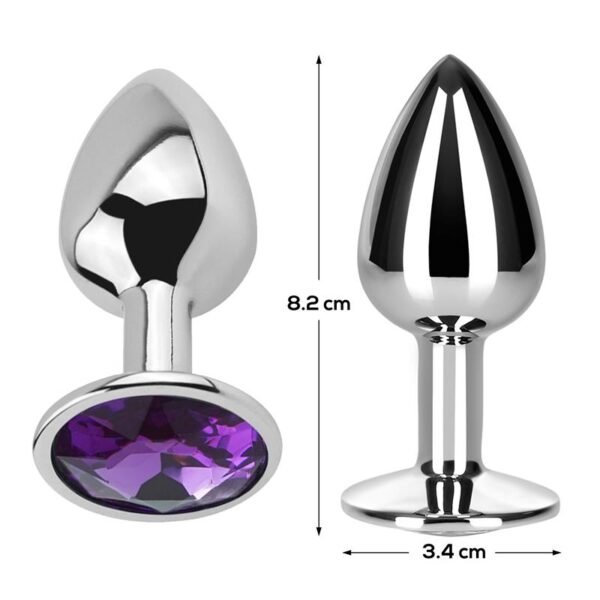 Plug Anal con Joya Púrpura Amatista Talla M Aluminio - Imagen 2