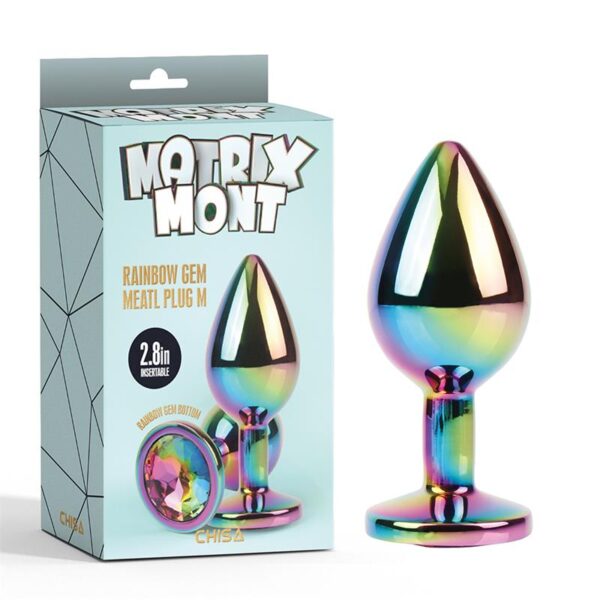 Rainbow Gem Plug Anal Multicolor con Joya Talla M - Imagen 4