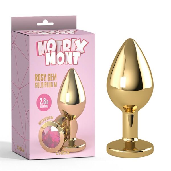 Rosy Gem Plug Anal Dorado con Joya Talla M - Imagen 5